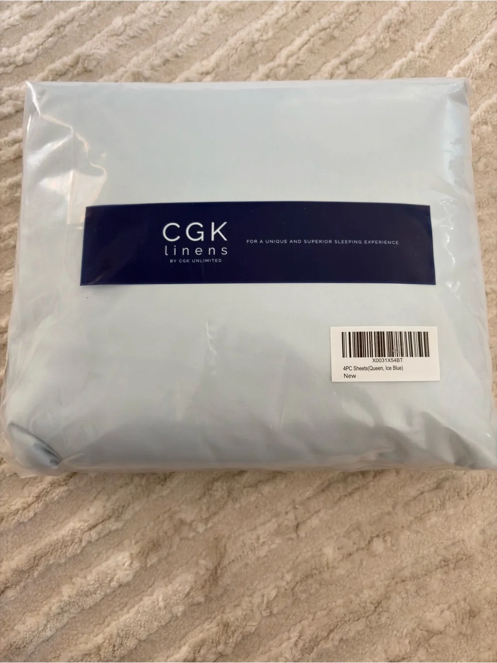 CGL Ice Blue Queen Size Four Piece Linen Set